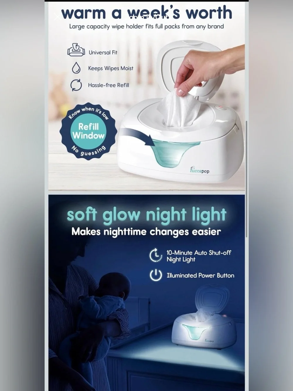Hiccapop Baby Wipe Warmer and Baby Wet Wipes Dispenser